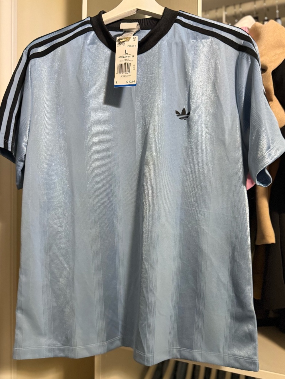 adidas Originals Women's Adicolor Jacquard T-Shirt Blue large
